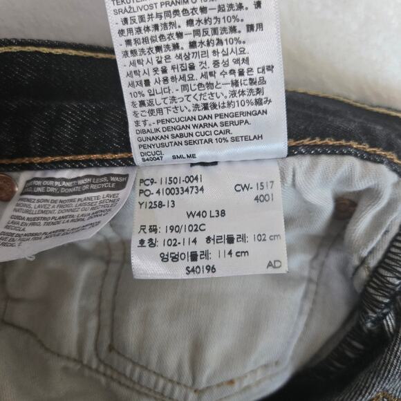 Levi's 501 Jeans Mens 40x38 Button Fly Black Denim 0711 - Picture 12 of 13